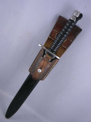 Swiss Model 1957 Bayonet With Frog And Leather Scabbard,  5 Digit Serial Number