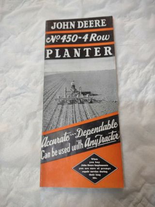 1938 John Deere No.  450 4 Row Planter Sales Brochure 8 Pages