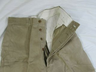 Vtg 50s 1956 Button Fly Us Army Cotton Khaki Pants 28x32 Chino Uniform Military
