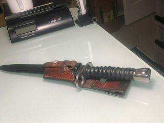Swiss Fw Bayonet Dagger With Utz Scabbard & F.  Kilgus Leather Combat