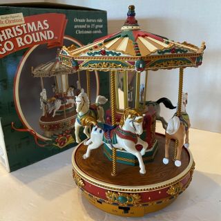 1999 Mr Christmas Merry Go Round 4 Horse Carousel Musical 15 Carols Animated