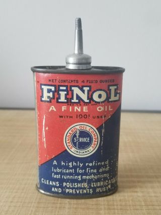 Vintage Standard Oil Co.  Finol Oil Can,  4 Fl.  Oz,  Empty
