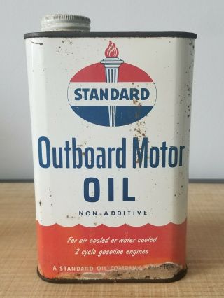 Vintage Standard Oil Co.  Outboard Motor Oil Can,  One Quart,  Empty