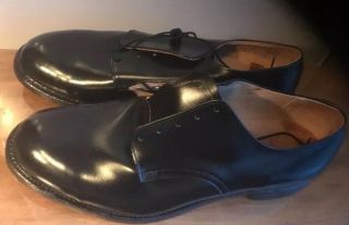 Mens Sz 10w Vtg 1986 International Shoe Co Black Leather Oxford Shoes Military