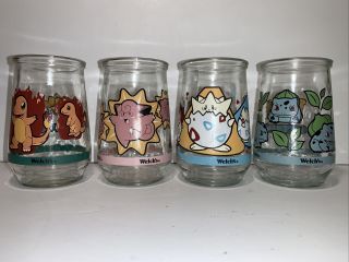 Pokemon Jelly Jar 1999 Nintendo Collectible Glasses Qty (4) 1 4 35 & Togepi
