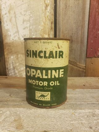 Vintage Sinclair Opaline Motor Oil 1qt.  Can Empty No Top,  1940s Era Image