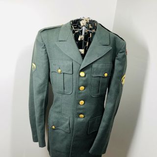 Vintage Vietnam Era Us Army Military Green Dress Uniform W/ Tie & Belt (clst)