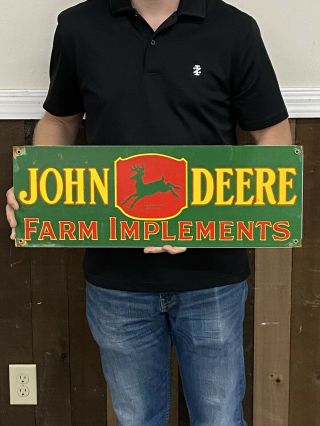 John Deere Quality Farm Implements Porcelain Enamel Sign