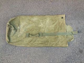 Vintage Vietnam Era Us Army Canvas Duffel Bag 1960 Named Od Green Military Issue