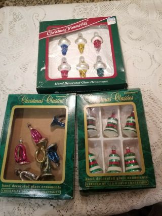 19 Bradford Commodore Mini Glass Christmas Tree Ornaments Horns Babbles Bells