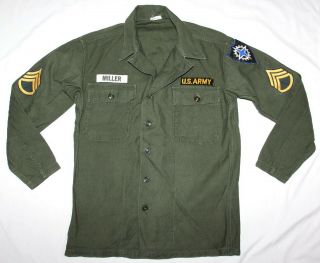 Named,  Pre Vietnam U.  S.  Army Sateen Field Shirt W/ Insignia