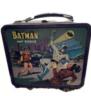 1963 Vintage Batman And Robin Metal Lunchbox