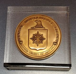 Rare Cia Central Intelligence Agency Service Bronze Medallion Medal Award 1980s
