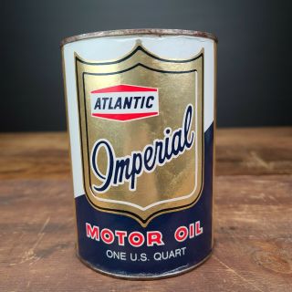 Vintage Atlantic Imperial Motor Oil Can Quart Qt Composite Empty