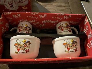Vintage 2001 Kelloggs Rice Krispies Snap Crackle Pop Cereal Bowls And Cups