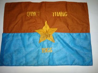 Vietnam War Vc Battle Flag " Quyet Thang 1966 " Resolved To Win 1966