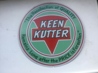 Vintage Keen Kutter Tools Round Metal Sign