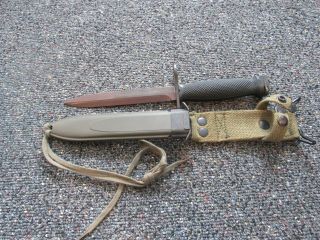 Vietnam War Us Army M7 Bayonet Nos With Scabbard And Plumb Finish
