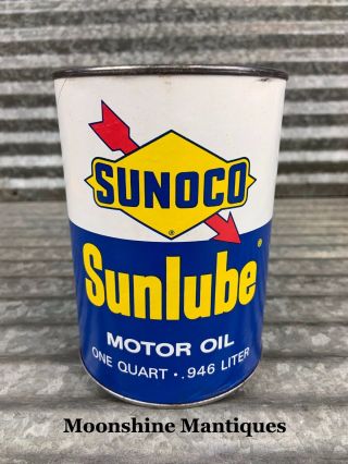 Vintage Sunoco Sunlube 1 Qt Motor Oil Can - Gas & Oil