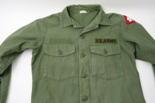 Vintage Us Army Military Selvedge Shirt Men Og - 107 Vietnam Era Green Size S 1967