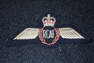 Vintage Rcaf Royal Canadian Air Force Pilots Flight Badge " Wings " Wool Embroider