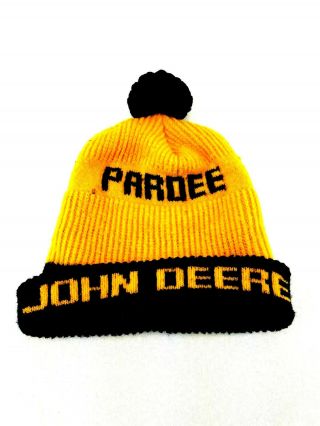 Vintage Vtg Pardee Red Deer John Deere Knit Winter Hat Pom Toque K Brand