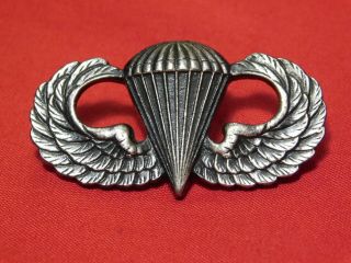 A,  Vietnam Us Army Airborne Jump Wing Pin Sterling Crest Craft Paratrooper