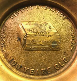 Vintage Brass Tray Pettit ' s Eye Salve 1807 - 1907 2