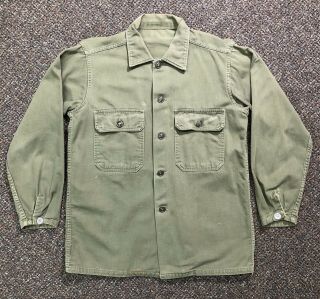 Vtg Us Army Vietnam Og - 107 Type Ii Cotton Sateen Shirt Large Cd21