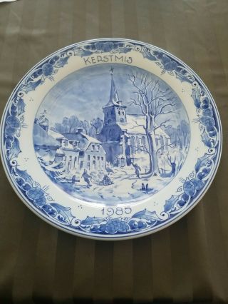 Handpainted Plate Royal Delft Porceleyne De Fles Kerstmis (xmas) 1985 Limited