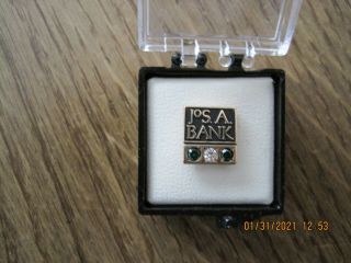 3 Service Pins - 10K Gold,  Diamonds,  and Emeralds 