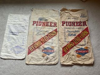 Vintage Pioneer Hybrid Seed Corn Cloth Sack Bag Fulton Bag 335mf Farm Sign