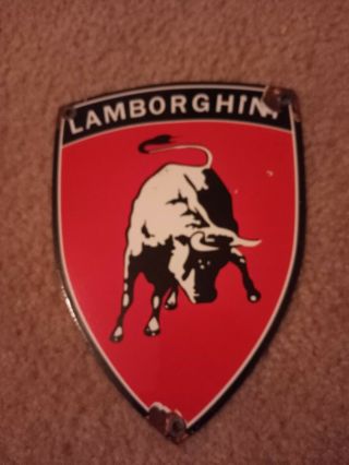Vintage Lamborghini Dealer Porcelain Sign