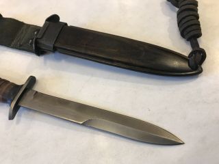 WWII style M3 leather Fighting knife with wood grain Scabbard 2