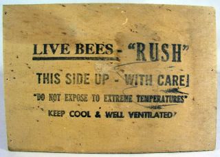 Vintage " Live Bees " Wooden Box Top Advertising Farm Farmers Sign