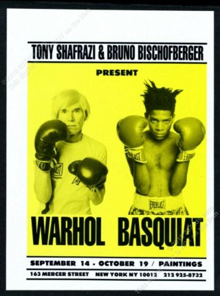 1985 Andy Warhol Jean Michel Basquiat Boxing Photo Nyc Gallery Vintage Print Ad
