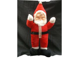 Wonderful Vintage Rubber Face Stuffed Plush Santa 18” Wind Up Musical Toy Doll