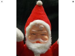 Wonderful Vintage Rubber Face Stuffed Plush Santa 18” Wind Up Musical Toy Doll 2