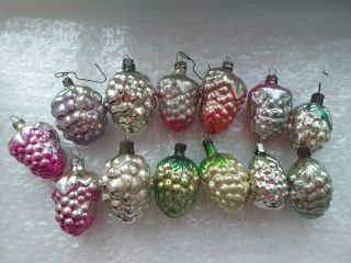 Vintage Ussr Russian Glass Xmas Christmas Tree Ornaments Decorations Grapes