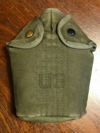 Vietnam War Era Us Army M1956 Od Canteen Cover W/ Alice Clip Slide Keepers