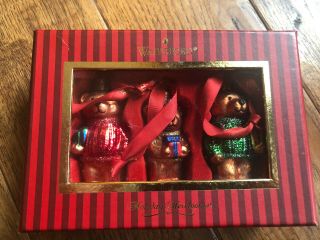 Set Of 3 Waterford Holiday Heirlooms Teddy Bears Christmas Ornaments