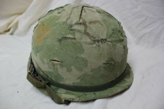 Us Military Issue Vietnam M1 Helmet Steel Pot W Liner Mitchell Pattern Cover Tk4