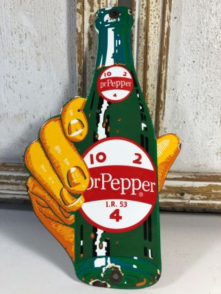 Vintage Porcelain Dr Pepper Bottle 10 - 2 - 4 Soda General Store Sign