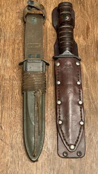 Camillus Ny Us Wwii M3 Fighting Trench Knife Dagger With Bm Co Us M8 Scabbard