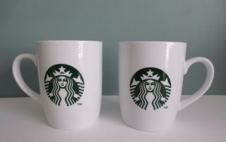 Awesome Traditional 2013 Starbucks Coffee Mugs - White W/ Green Logo
