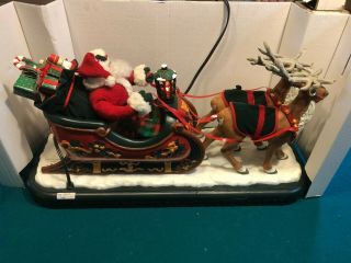 Vintage Holiday Creations Animated Musical Santa With Reindeer And Sleigh 2762