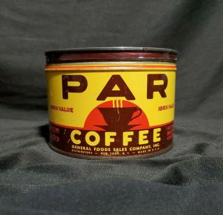 Vintage Par Coffee 1 Lb Tin Can Nr