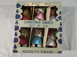 Vintage Shiny - Brite Set Of 6 Christmas Dwarfs 8651