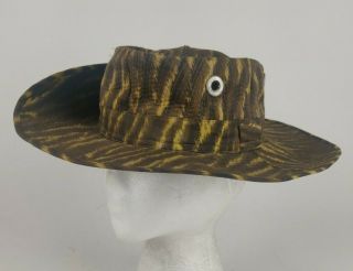 Vtg Military Gold Tiger Stripe Pattern Camo Tropical Bush Boonie Hat Unmarked