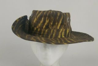 Vtg Military Gold Tiger Stripe Pattern Camo Tropical Bush Boonie Hat Unmarked 2